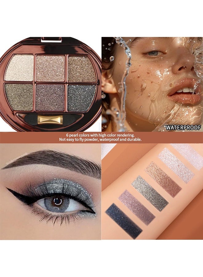 دايموند أظلال عيون بست ألوان، لوحة ظلال عيون معدنية لامعة ومرصعة باللمعان، مجموعة ظلال عيون بدرجات باردة وحيادية، ظلال عيون عالية الصبغة لتأثير دخاني وهالة، لوحة ماكياج عيون لامعة قابلة للدمج وطويلة الأمد للحفلات والإطلالات الليلية الجذابة #01 - Image 5